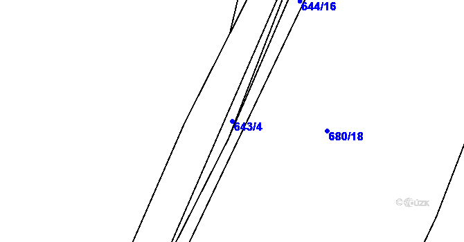 Parcela st. 643/4 v KÚ Postřekov, Katastrální mapa