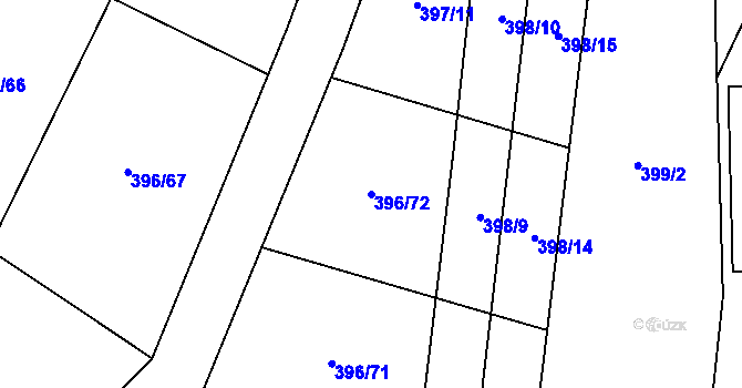 Parcela st. 396/72 v KÚ Postřekov, Katastrální mapa