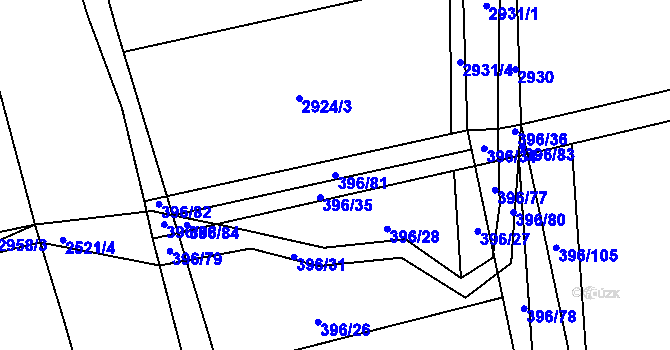 Parcela st. 396/81 v KÚ Postřekov, Katastrální mapa