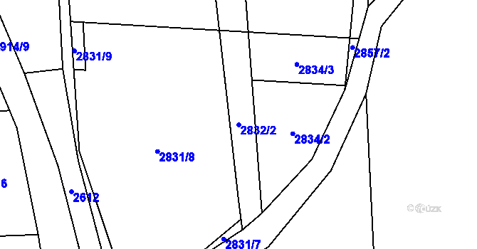 Parcela st. 2832/2 v KÚ Postřekov, Katastrální mapa