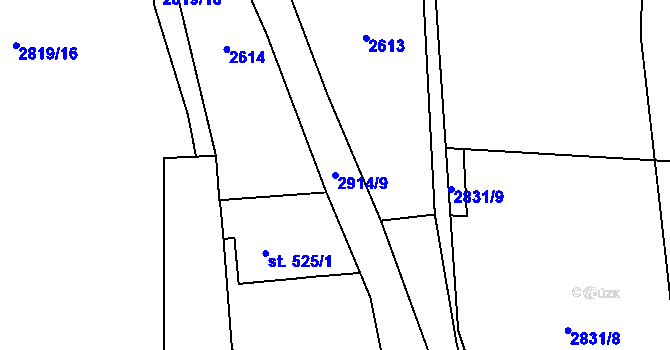 Parcela st. 2914/9 v KÚ Postřekov, Katastrální mapa