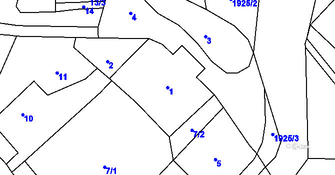 Parcela st. 1 v KÚ Postřelmov, Katastrální mapa
