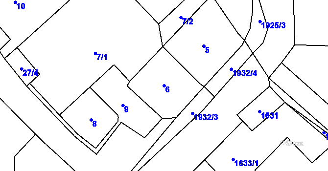Parcela st. 6 v KÚ Postřelmov, Katastrální mapa