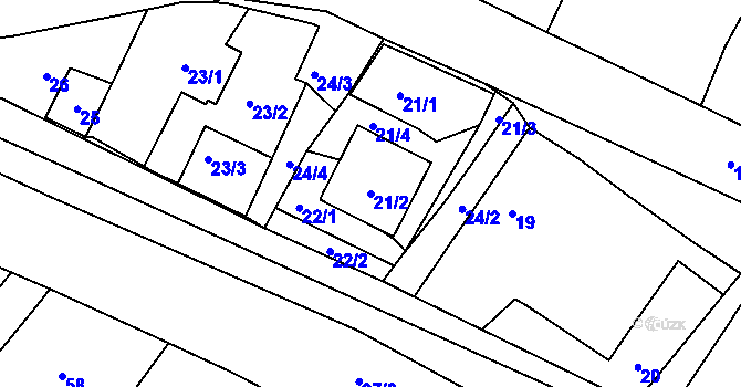 Parcela st. 21/2 v KÚ Postřelmov, Katastrální mapa