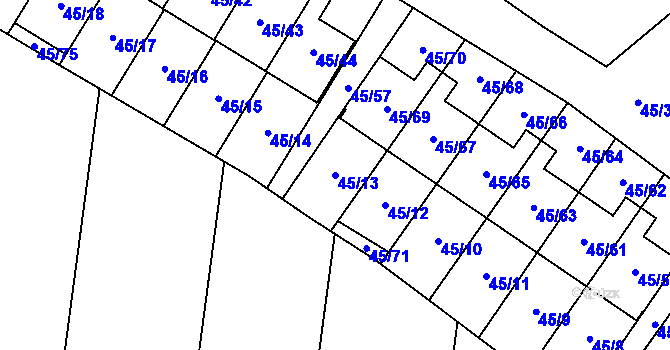 Parcela st. 45/13 v KÚ Postřelmov, Katastrální mapa