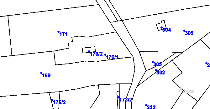 Parcela st. 170/1 v KÚ Postřelmov, Katastrální mapa