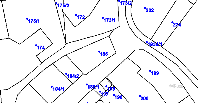 Parcela st. 185 v KÚ Postřelmov, Katastrální mapa
