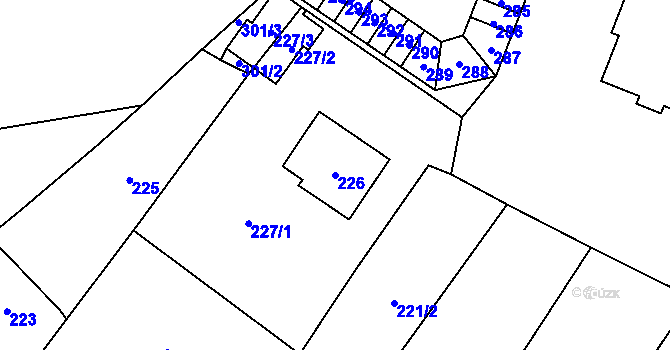 Parcela st. 226 v KÚ Postřelmov, Katastrální mapa