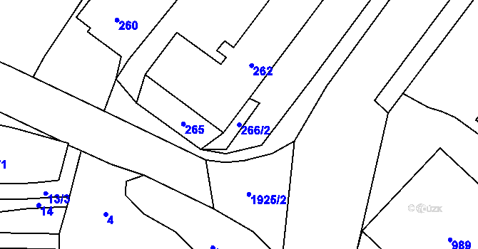 Parcela st. 266/2 v KÚ Postřelmov, Katastrální mapa