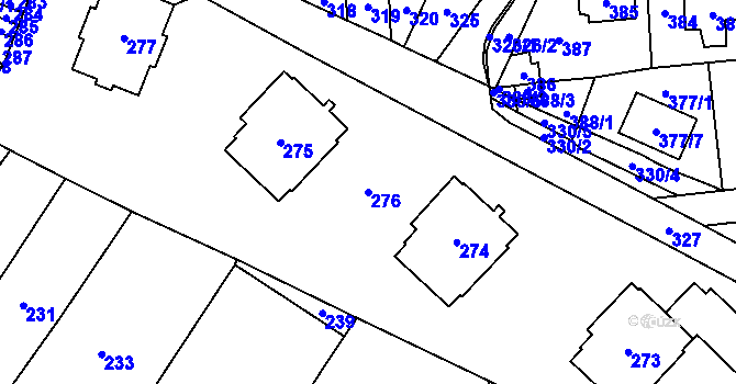 Parcela st. 276 v KÚ Postřelmov, Katastrální mapa