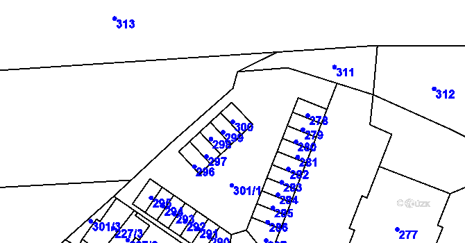 Parcela st. 300 v KÚ Postřelmov, Katastrální mapa
