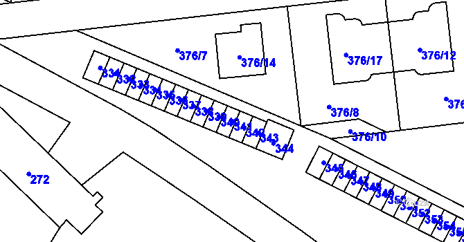 Parcela st. 341 v KÚ Postřelmov, Katastrální mapa