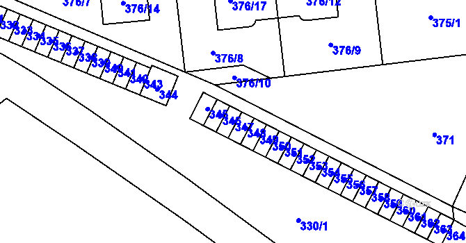 Parcela st. 347 v KÚ Postřelmov, Katastrální mapa