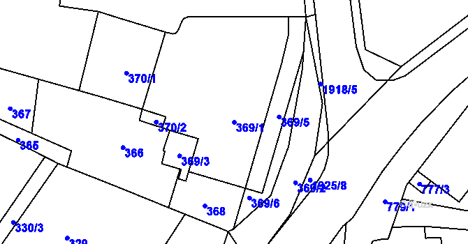 Parcela st. 369/1 v KÚ Postřelmov, Katastrální mapa