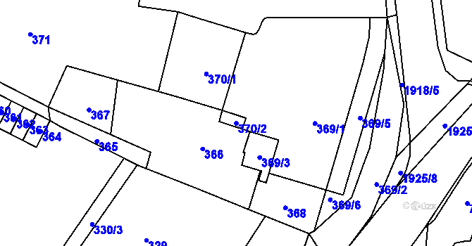 Parcela st. 370/2 v KÚ Postřelmov, Katastrální mapa