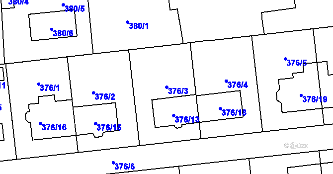 Parcela st. 376/3 v KÚ Postřelmov, Katastrální mapa