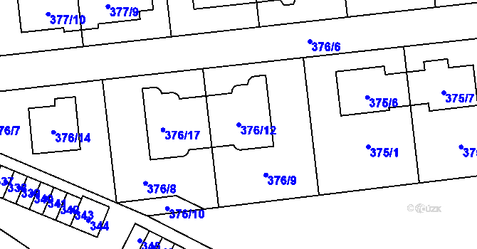 Parcela st. 376/12 v KÚ Postřelmov, Katastrální mapa