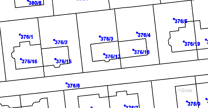 Parcela st. 376/13 v KÚ Postřelmov, Katastrální mapa