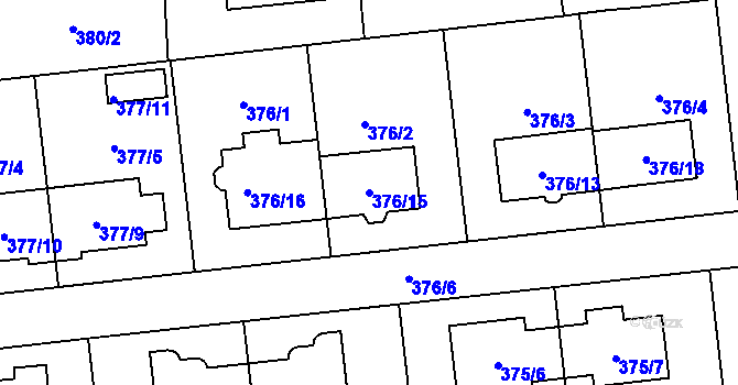 Parcela st. 376/15 v KÚ Postřelmov, Katastrální mapa