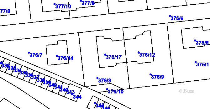 Parcela st. 376/17 v KÚ Postřelmov, Katastrální mapa