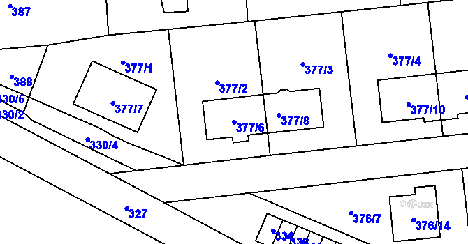 Parcela st. 377/6 v KÚ Postřelmov, Katastrální mapa