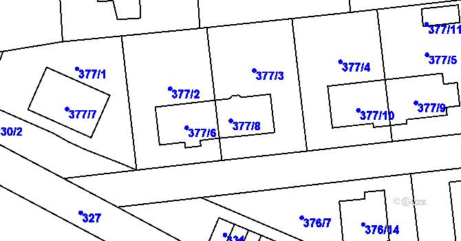 Parcela st. 377/8 v KÚ Postřelmov, Katastrální mapa
