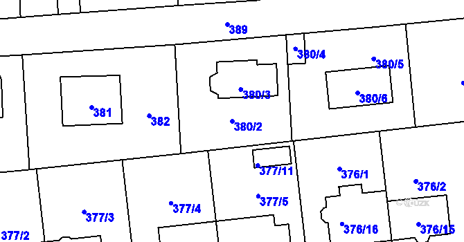 Parcela st. 380/2 v KÚ Postřelmov, Katastrální mapa