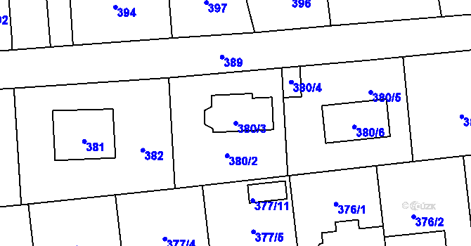 Parcela st. 380/3 v KÚ Postřelmov, Katastrální mapa