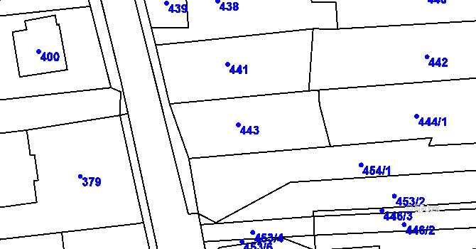 Parcela st. 443 v KÚ Postřelmov, Katastrální mapa