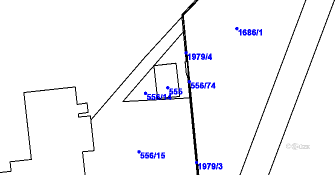 Parcela st. 555 v KÚ Postřelmov, Katastrální mapa