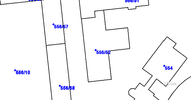 Parcela st. 556/52 v KÚ Postřelmov, Katastrální mapa