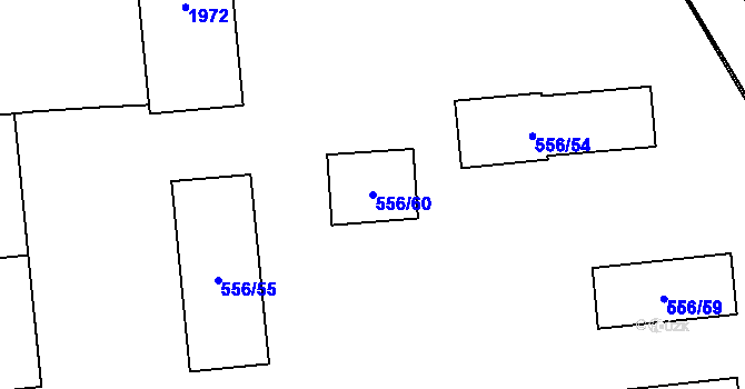 Parcela st. 556/60 v KÚ Postřelmov, Katastrální mapa