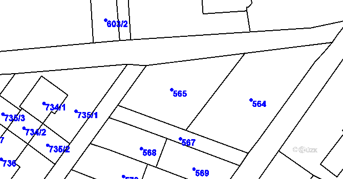 Parcela st. 565 v KÚ Postřelmov, Katastrální mapa
