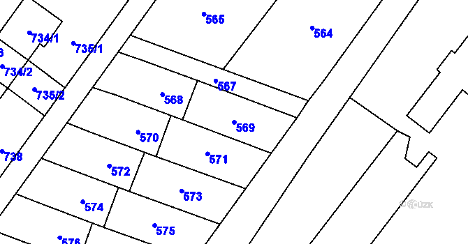 Parcela st. 569 v KÚ Postřelmov, Katastrální mapa