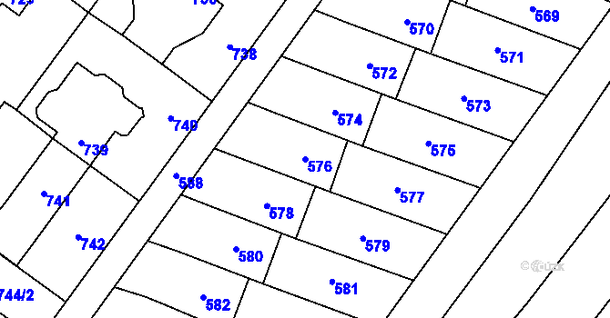 Parcela st. 576 v KÚ Postřelmov, Katastrální mapa