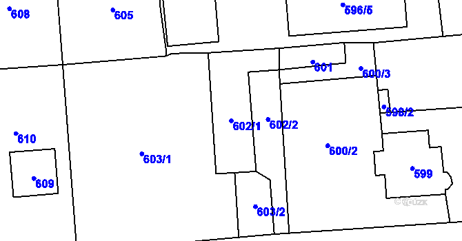 Parcela st. 602/1 v KÚ Postřelmov, Katastrální mapa