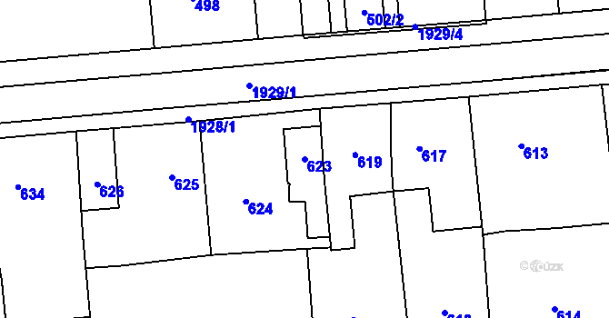 Parcela st. 623 v KÚ Postřelmov, Katastrální mapa