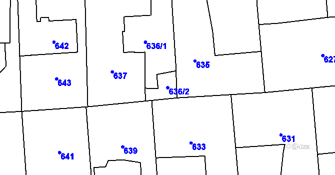 Parcela st. 636/2 v KÚ Postřelmov, Katastrální mapa