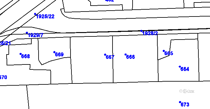 Parcela st. 667 v KÚ Postřelmov, Katastrální mapa