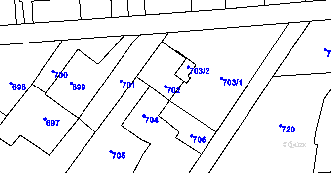 Parcela st. 702 v KÚ Postřelmov, Katastrální mapa