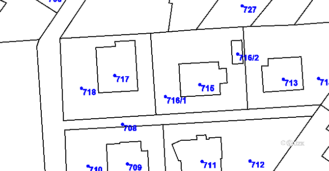 Parcela st. 716 v KÚ Postřelmov, Katastrální mapa