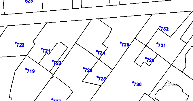 Parcela st. 724 v KÚ Postřelmov, Katastrální mapa
