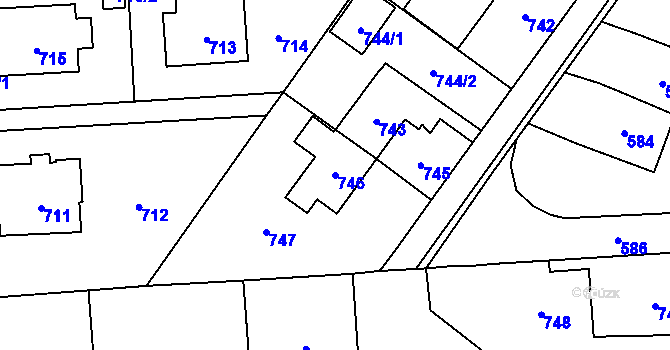 Parcela st. 746 v KÚ Postřelmov, Katastrální mapa