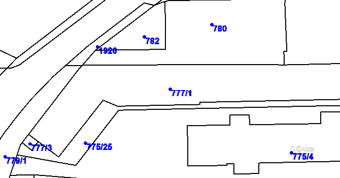 Parcela st. 777/1 v KÚ Postřelmov, Katastrální mapa