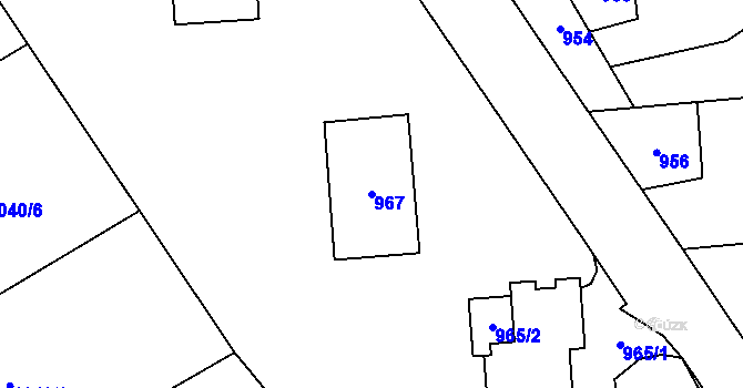 Parcela st. 967 v KÚ Postřelmov, Katastrální mapa