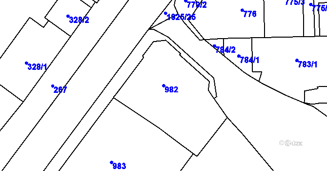 Parcela st. 982 v KÚ Postřelmov, Katastrální mapa