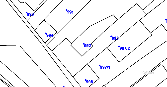 Parcela st. 992 v KÚ Postřelmov, Katastrální mapa