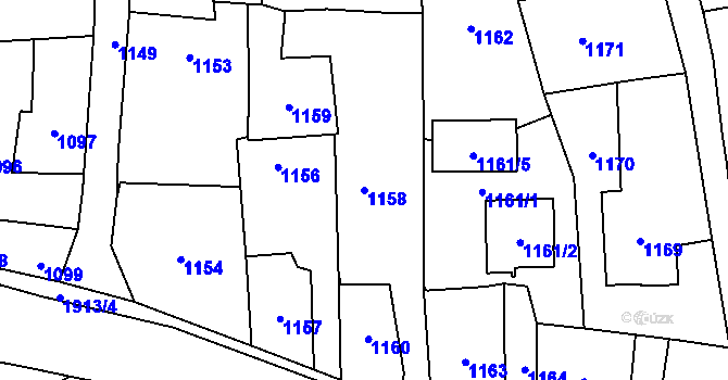 Parcela st. 1158 v KÚ Postřelmov, Katastrální mapa