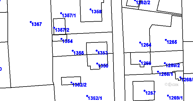 Parcela st. 1353 v KÚ Postřelmov, Katastrální mapa