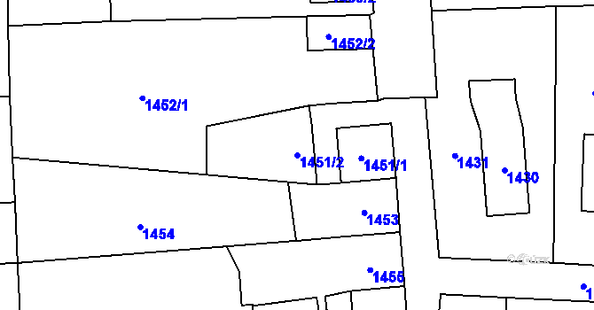 Parcela st. 1451/2 v KÚ Postřelmov, Katastrální mapa